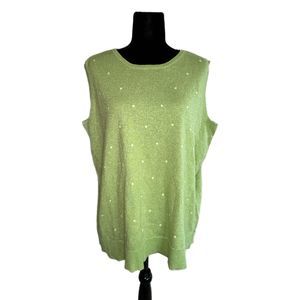 The Quaker Factory Green Beaded Women's Sleeveless Top, 2X, Pre-owned